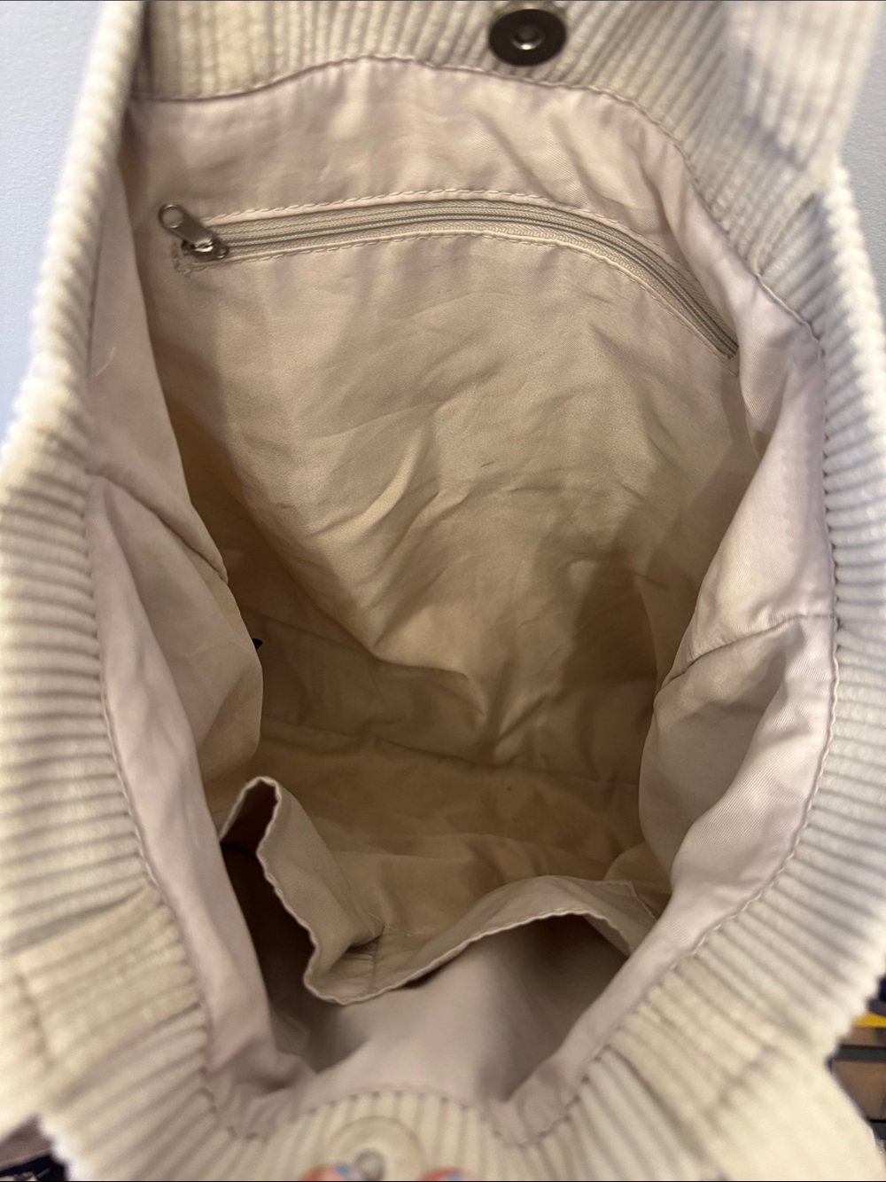 Urban Outfitters Beige Corduroy Tote Bag with Front Pocket - Picture 3 of 3